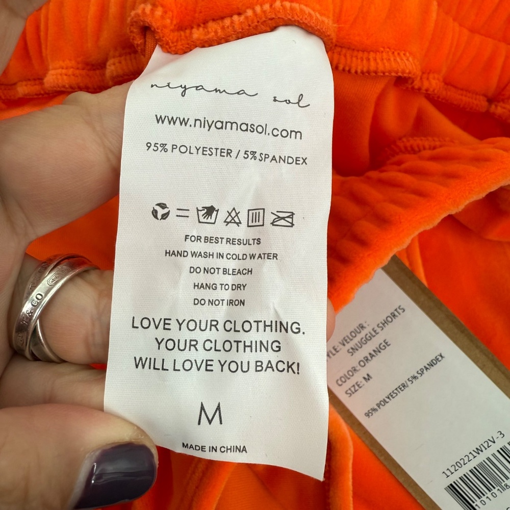 Niyama Sol Shorts Women Medium NEW Orange Velour Elastic Pull On Comfy Retro 90s - Picture 5 of 9